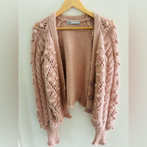 Zara Dusty Pink Oversized Cardigan - Picture 1 of 5